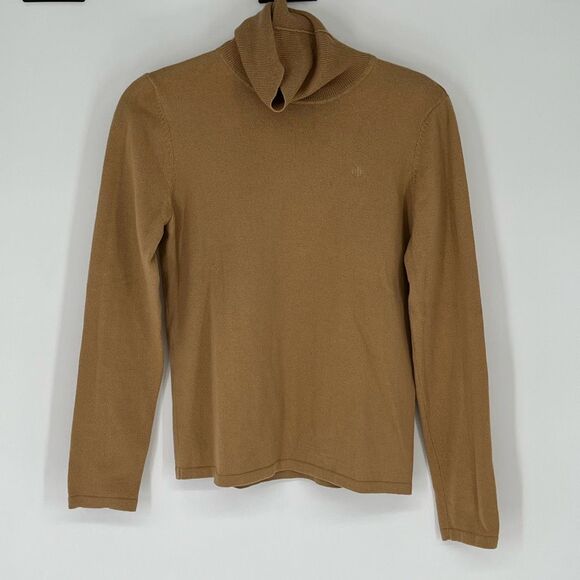 LAUREN RALPH LAUREN Women’s Turtleneck Sweater M Tan Merino Wool Cotton Blend - Picture 3 of 12